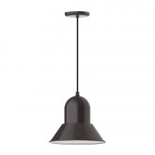 Montclair Light Works PEB123-51-C16-L12 - 12&#34; Prima shade, LED Pendant with navy mini tweed fabric cord and canopy, Architectural Bronze