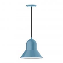 Montclair Light Works PEB123-54-C02-L12 - 12&#34; Prima shade, LED Pendant with black solid fabric cord and canopy, Light Blue