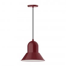 Montclair Light Works PEB123-55-C02-L12 - 12&#34; Prima shade, LED Pendant with black solid fabric cord and canopy, Barn Red