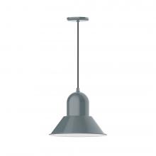 Montclair Light Works PEB124-40-C21-L13 - 14&#34; Prima shade, LED Pendant with white cord and canopy, Slate Gray