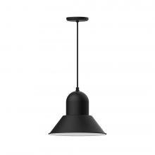 Montclair Light Works PEB124-41-C21-L13 - 14&#34; Prima shade, LED Pendant with white cord and canopy, Black