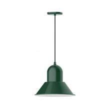 Montclair Light Works PEB124-42-C21-L13 - 14&#34; Prima shade, LED Pendant with white cord and canopy, Forest Green