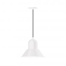 Montclair Light Works PEB124-44-C21-L13 - 14&#34; Prima shade, LED Pendant with white cord and canopy, White