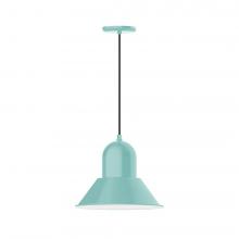 Montclair Light Works PEB124-48-C21-L13 - 14&#34; Prima shade, LED Pendant with white cord and canopy, Sea Green