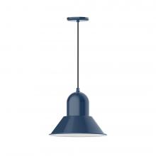 Montclair Light Works PEB124-50-C21-L13 - 14&#34; Prima shade, LED Pendant with white cord and canopy, Navy