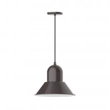 Montclair Light Works PEB124-51-C21-L13 - 14&#34; Prima shade, LED Pendant with white cord and canopy, Architectural Bronze