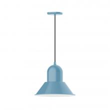 Montclair Light Works PEB124-54-C21-L13 - 14&#34; Prima shade, LED Pendant with white cord and canopy, Light Blue