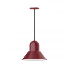 Montclair Light Works PEB124-55-C21-L13 - 14&#34; Prima shade, LED Pendant with white cord and canopy, Barn Red