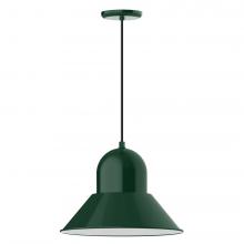 Montclair Light Works PEB125-42-C27-L13 - 16&#34; Prima shade, LED Pendant with neutral argyle fabric cord and canopy, Forest Green