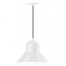 Montclair Light Works PEB125-44-C24-L13 - 16&#34; Prima shade, LED Pendant with cool tweed fabric cord and canopy, White