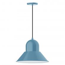 Montclair Light Works PEB125-54-C20-L13 - 16&#34; Prima shade, LED Pendant with white solid fabric cord and canopy, Light Blue