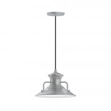 Montclair Light Works PEB142-49-L12 - 12&#34; Homestead shade, LED Pendant with black cord and canopy, Painted Galvanized