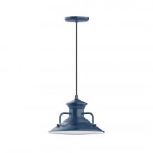 Montclair Light Works PEB142-50-C21-L12 - 12&#34; Homestead shade, LED Pendant with white cord and canopy, Navy