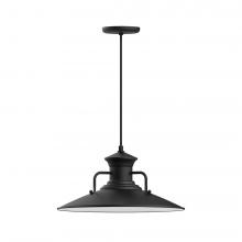 Montclair Light Works PEB143-41-C12-L13 - 18&#34; Homestead shade, LED Pendant with gray solid fabric cord and canopy, Black