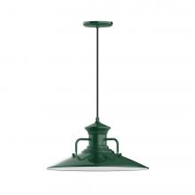 Montclair Light Works PEB143-42-L13 - 18&#34; Homestead shade, LED Pendant with black cord and canopy, Forest Green