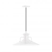 Montclair Light Works PEB143-44-C26-L13 - 18&#34; Homestead shade, LED Pendant with ivory fabric cord and canopy, White