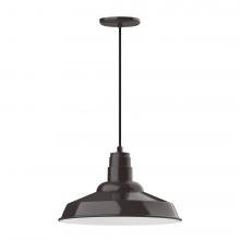 Montclair Light Works PEB184-51-C21-L13 - 16&#34; Warehouse shade, LED Pendant with white cord and canopy, Architectural Bronze