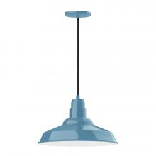 Montclair Light Works PEB184-54-C21-L13 - 16&#34; Warehouse shade, LED Pendant with white cord and canopy, Light Blue