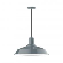 Montclair Light Works PEB186-40-W20-L14 - 20&#34; Warehouse shade, LED Pendant with black cord and canopy, wire grill, Slate Gray