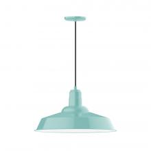 Montclair Light Works PEB186-48-C24-L14 - 20&#34; Warehouse shade, LED Pendant with cool tweed fabric cord and canopy, Sea Green