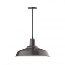 Montclair Light Works PEB186-51-C02-L14 - 20&#34; Warehouse shade, LED Pendant with black solid fabric cord and canopy, Architectural Bronze