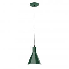 Montclair Light Works PEB416-42-C20-L10 - 8&#34; J-Series shade, white solid fabric cord with canopy, Forest Green