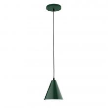 Montclair Light Works PEB420-42-C24-L10 - 8&#34; J-Series shade, cool tweed fabric cord with canopy, Forest Green