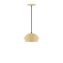 Montclair Light Works PEBX445-17-C24-L10 - 10&#34; Nest LED Pendant, cool tweed fabric cord with canopy, Ivory