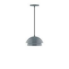 Montclair Light Works PEBX445-40-C04-L10 - 10&#34; Nest LED Pendant, black and white houndstooth fabric cord with canopy, Slate Gray