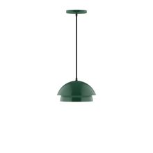 Montclair Light Works PEBX445-42-C12-L10 - 10&#34; Nest LED Pendant, gray fabric cord with canopy, Forest Green