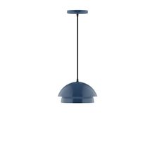 Montclair Light Works PEBX445-50-C25-L10 - 10&#34; Nest LED Pendant, polished copper fabric cord with canopy, Navy