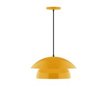 Montclair Light Works PEBX446-21-C21-L12 - 16&#34; Nest LED Pendant, white cord with canopy, Bright Yellow