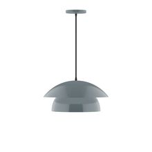 Montclair Light Works PEBX446-40-C21-L12 - 16&#34; Nest LED Pendant, white cord with canopy, Slate Gray