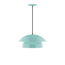 Montclair Light Works PEBX446-48-C20-L12 - 16" Nest LED Pendant, white fabric cord with canopy, Sea Green