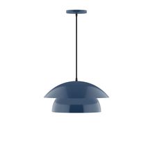 Montclair Light Works PEBX446-50-C21-L12 - 16&#34; Nest LED Pendant, white cord with canopy, Navy