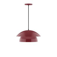 Montclair Light Works PEBX446-55-C26-L12 - 16&#34; Nest LED Pendant, ivory fabric cord with canopy, Barn Red