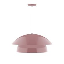 Montclair Light Works PEBX447-20-C12-L13 - 24&#34; Nest LED Pendant, gray fabric cord with canopy, Mauve