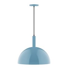 Montclair Light Works PEBX472-54-C21-L13 - 18&#34; Stack Dome LED Pendant, white cord with canopy, Light Blue