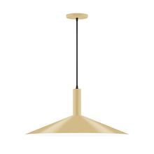 Montclair Light Works PEBX478-17-C27-L10 - 24&#34; Stack Shallow Cone LED Pendant, neutral argyle fabric cord with canopy, Ivory