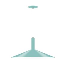 Montclair Light Works PEBX478-48-C27-L10 - 24&#34; Stack Shallow Cone LED Pendant, neutral argyle fabric cord with canopy, Sea Green