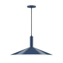 Montclair Light Works PEBX478-50-C25-L10 - 24&#34; Stack Shallow Cone LED Pendant, polished copper fabric cord with canopy, Navy