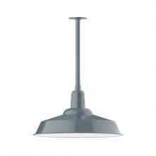 Montclair Light Works STB186-40-T30-L14 - 20&#34; Warehouse shade, stem mount LED Pendant with canopy, Slate Gray