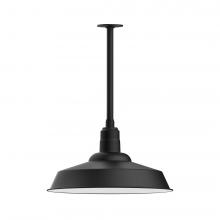 Montclair Light Works STB186-41-T30-L14 - 20&#34; Warehouse shade, stem mount LED Pendant with canopy, Black