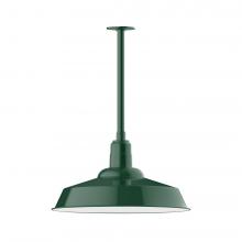 Montclair Light Works STB186-42-T30-L14 - 20&#34; Warehouse shade, stem mount LED Pendant with canopy, Forest Green