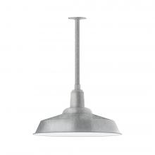 Montclair Light Works STB186-49-T36-L14 - 20&#34; Warehouse shade, stem mount LED Pendant with canopy, Painted Galvanized