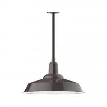 Montclair Light Works STB186-51-T30-L14 - 20&#34; Warehouse shade, stem mount LED Pendant with canopy, Architectural Bronze