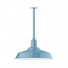 Montclair Light Works STB186-54-T30-L14 - 20&#34; Warehouse shade, stem mount LED Pendant with canopy, Light Blue