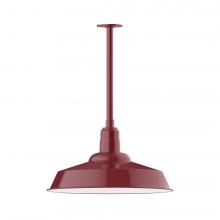 Montclair Light Works STB186-55-T30-L14 - 20&#34; Warehouse shade, stem mount LED Pendant with canopy, Barn Red