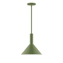 Montclair Light Works STGX466-22-L12 - 12&#34; Stack Cone LED Stem Hung Pendant, Fern Green