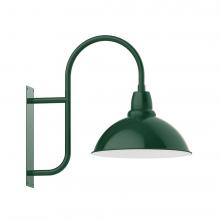 Montclair Light Works WMF109-42-W18-L13 - 18&#34; Cafe shade LED Wall Mount sconce with wire grill, Forest Green
